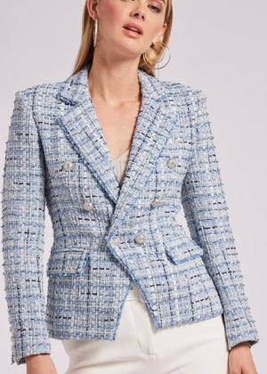 ELIZA TWEED BLAZER IN MIXED BLUE BY GENERATION LOVE SPRING 24