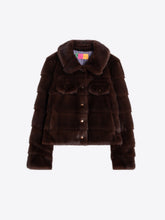 VILAGALLO BROWN FUR JACKET, DENIM EFFECT