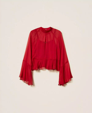 VOILE BLOUSE WITH RUFFLES BY TWIN SET FALL 25