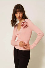 TWIN SET KNIT CARDIGAN AND TOP SET WITH BROOCH