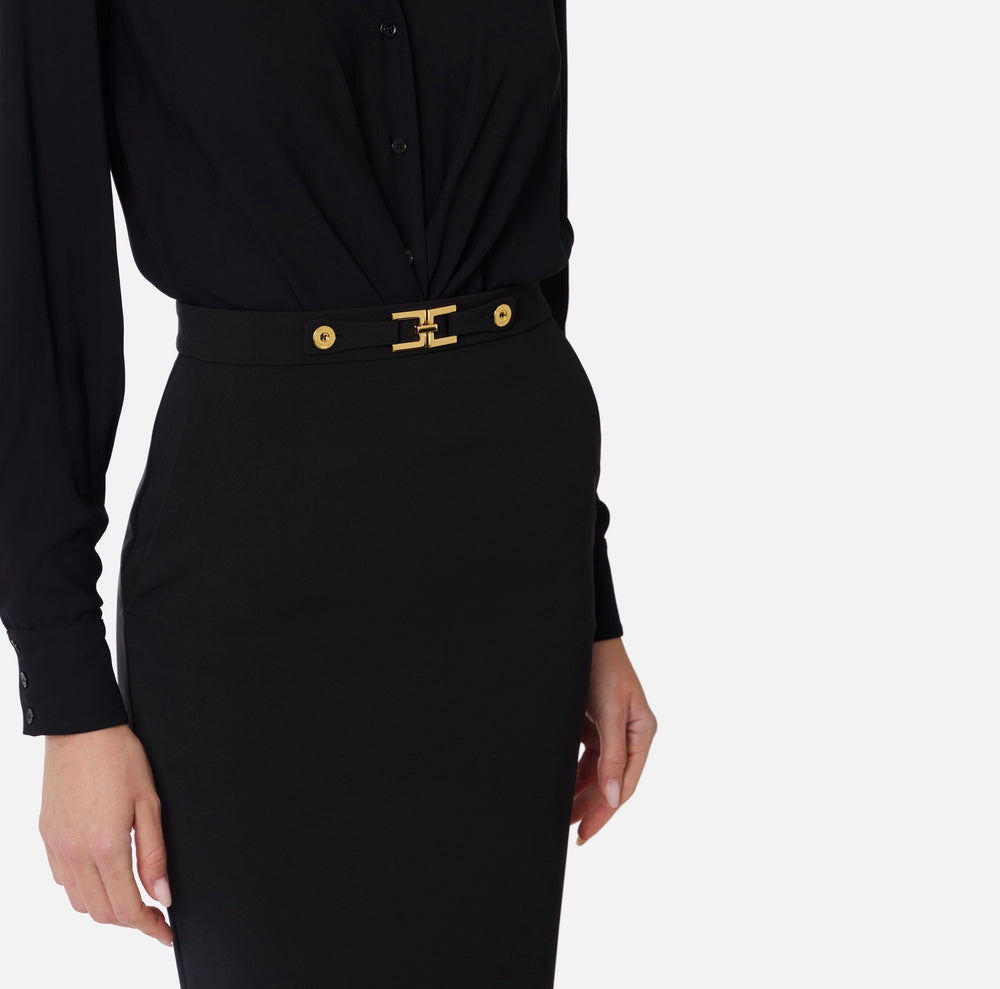 SKIRT WITH CREPE FABRIC WITH JEWEL LOGO BY ELISABETTA FRANCHI FALL 25