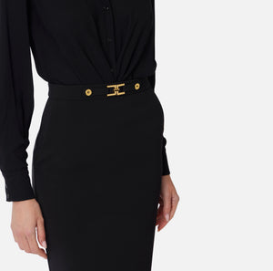 SKIRT WITH CREPE FABRIC WITH JEWEL LOGO BY ELISABETTA FRANCHI FALL 25
