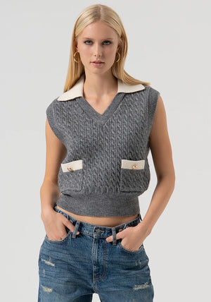 KNITTED GILET REGULAR FIT WITH PLAITS BY FRACOMINA FALL 25