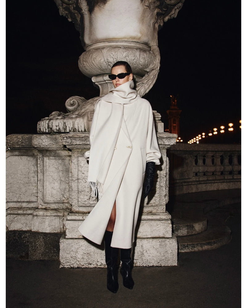 TWILA WOOL SCARF COAT IN WINTER WHITE BY LA MARQUE FALL 25
