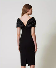TWIN SET MIDI DRESS WITH SATIN INSERT