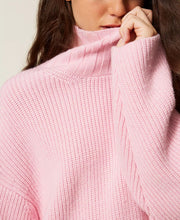 TWIN SET WOOL BLEND IVORY TURTLENECK SWEATER