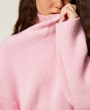 WOOL BLEND IVORY TURTLENECK SWEATER BY TWIN SET FALL 25