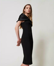 TWIN SET MIDI DRESS WITH SATIN INSERT