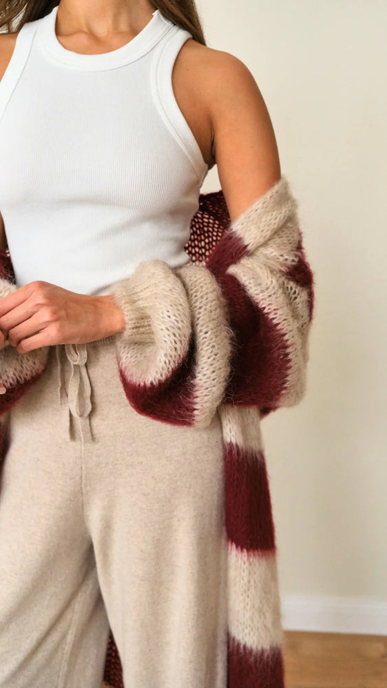 KAY CARDIGAN IN RUBY STRIPE FALL 25