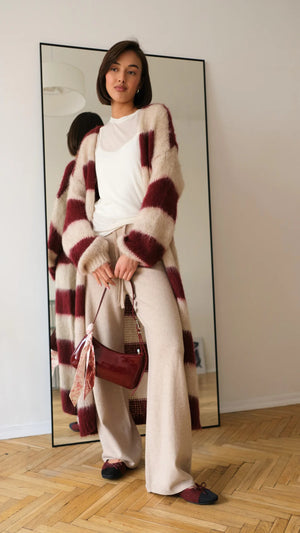 KAY CARDIGAN IN RUBY STRIPE FALL 25