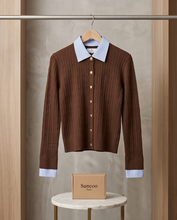 SUNCOO PARIS GASTI TWO TONECABLE KNIT CARDIGAN