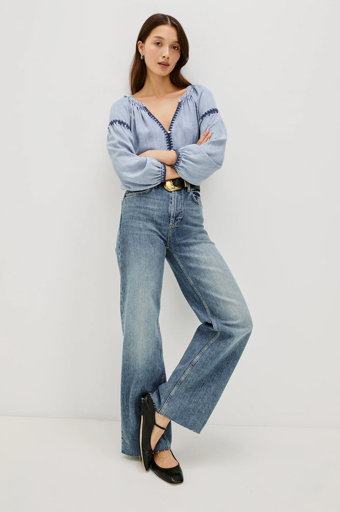 TOSHI BLOUSE IN MEDIUM CLOUD WASH BY RAILS FALL 25