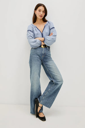 TOSHI BLOUSE IN MEDIUM CLOUD WASH BY RAILS FALL 25