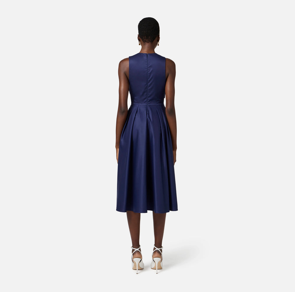 ELISABETTA FRANCHI SPRING25 COTTON POPLIN DRESS WITH LOGO DETAILs