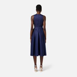 ELISABETTA FRANCHI SPRING25 COTTON POPLIN DRESS WITH LOGO DETAILs