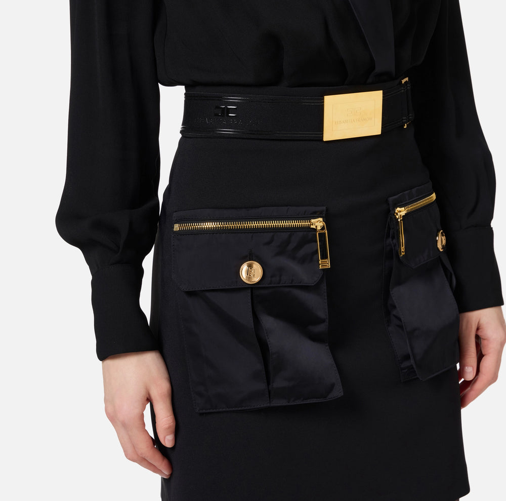 MINI DRESS WITH CROSSOVER SHIRT AND SKIRT WITH POCKETS BY ELISABETTA FRANCHI FALL 24