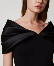 TWIN SET MIDI DRESS WITH SATIN INSERT