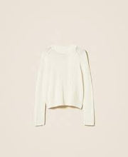 TWIN SET WOOL BLEND IVORY TURTLENECK SWEATER