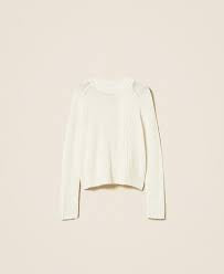 WOOL BLEND IVORY TURTLENECK SWEATER BY TWIN SET FALL 25