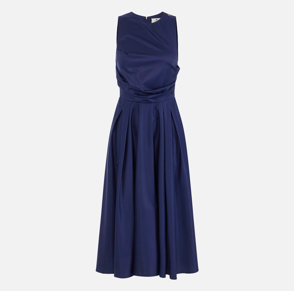 ELISABETTA FRANCHI SPRING25 COTTON POPLIN DRESS WITH LOGO DETAILs