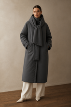 LA MARQUE LONG PUFFER COAT WITH HOOD SCARF ATTACHED