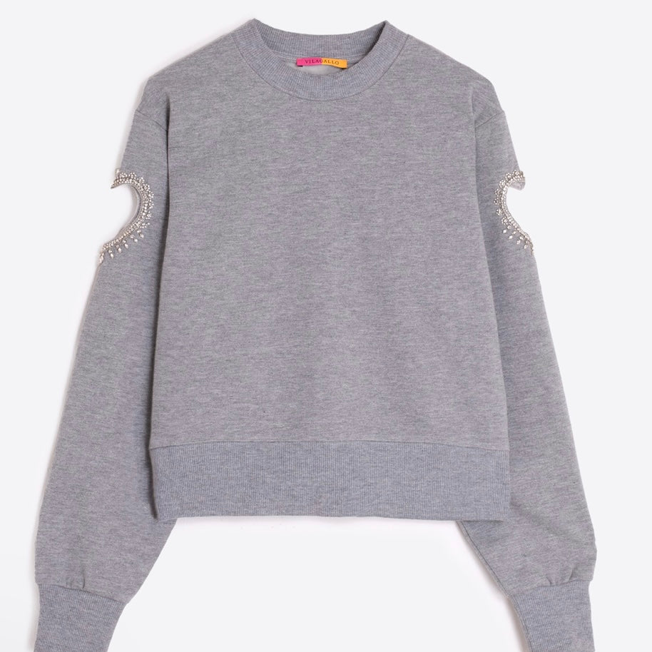 GREY SWEATSHIRT WITH OPEN HEART BY VILAGALLO FALL 25