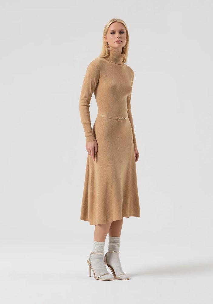 KNITTED DRESS FLARED MIDDLE LENGTH MADE WITH WOOL AND LUREX BY FRACOMINA FALL 25
