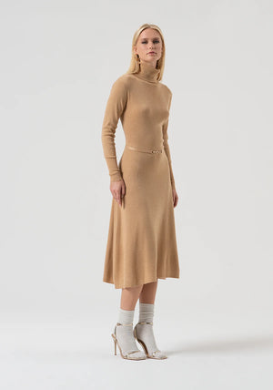 KNITTED DRESS FLARED MIDDLE LENGTH MADE WITH WOOL AND LUREX BY FRACOMINA FALL 25