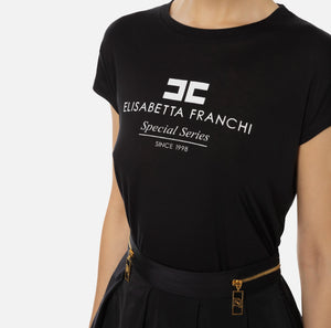 MODAL JERSEY T-SHIRT WITH LOGO PRINT BY ELISABETTA FRANCHI FALL 24