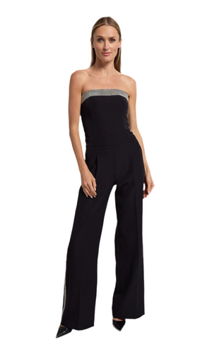 CHELSEA CRYSTAL EMBELLISHED CREPE 
JUMPSUIT FALL 24 HOLIDAY