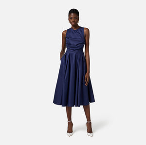 ELISABETTA FRANCHI SPRING25 COTTON POPLIN DRESS WITH LOGO DETAILs