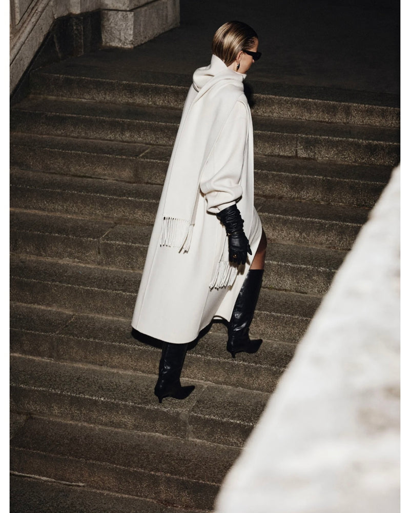 TWILA WOOL SCARF COAT IN WINTER WHITE BY LA MARQUE FALL 25