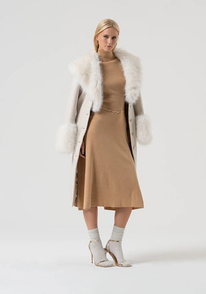 KNITTED DRESS FLARED MIDDLE LENGTH MADE WITH WOOL AND LUREX BY FRACOMINA FALL 25