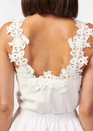 CHELS CAMISOLE IN WHITE BY CAMI NYC SPRING 24