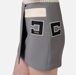 STRETCH CREPE MINI SKIRT WITH EMBROIDERED LOGO BY ELISABETTA FRANCHI FALL 24