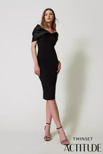 TWIN SET MIDI DRESS WITH SATIN INSERT