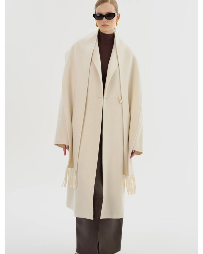 TWILA WOOL SCARF COAT IN WINTER WHITE BY LA MARQUE FALL 25