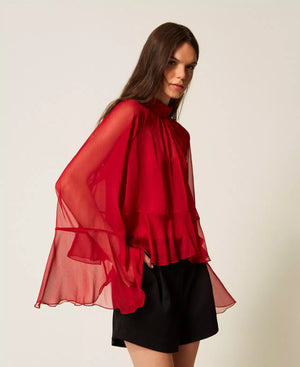 VOILE BLOUSE WITH RUFFLES BY TWIN SET FALL 25