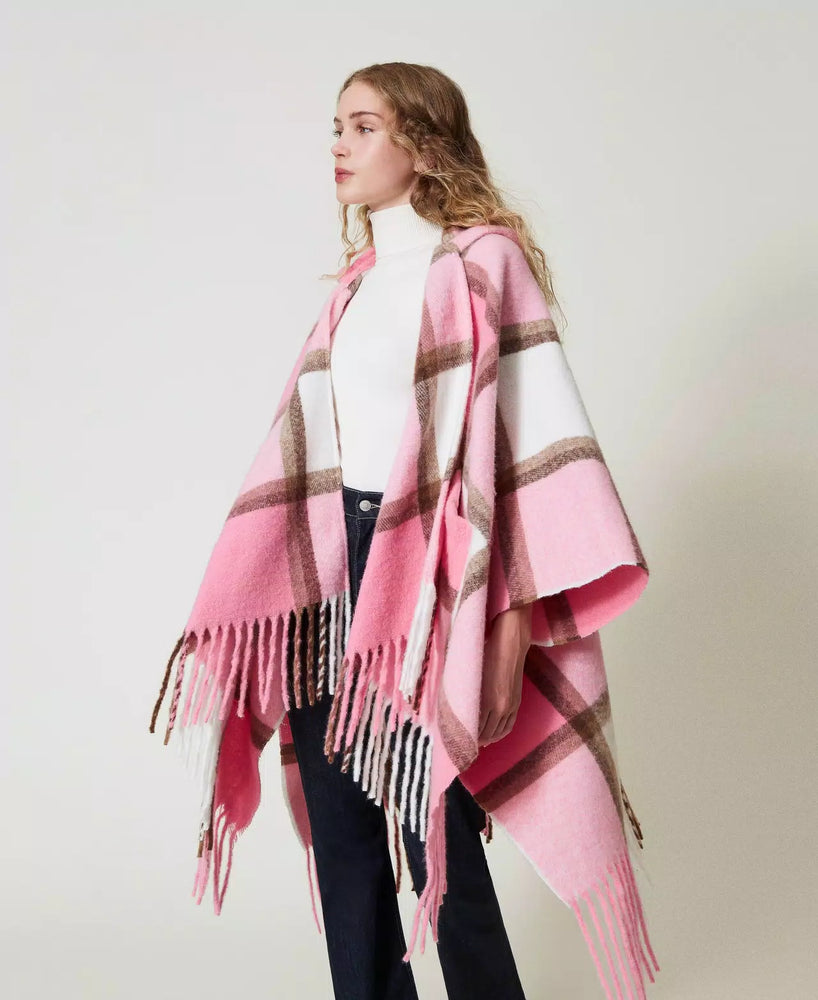 WOOL CLOTH PONCHO WITH FRINGES BY TWIN SET FALL 24 HOLIDAY