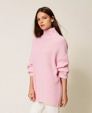 WOOL BLEND IVORY TURTLENECK SWEATER BY TWIN SET FALL 25