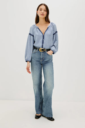TOSHI BLOUSE IN MEDIUM CLOUD WASH BY RAILS FALL 25