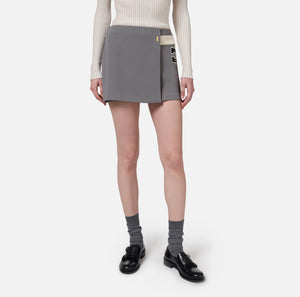 STRETCH CREPE MINI SKIRT WITH EMBROIDERED LOGO BY ELISABETTA FRANCHI FALL 24