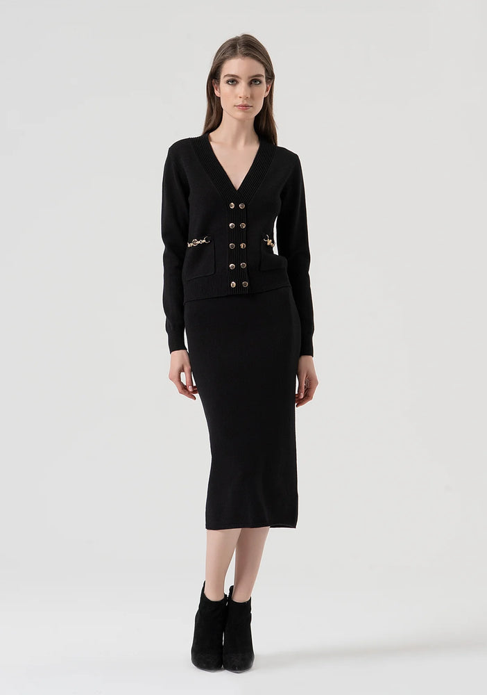CARDIGAN /SKIRT SET REGULAR FIT DOUBLE BREASTED/SLIM SKIRT BY FRACOMINA FALL 25
