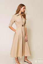TWIN SET LONG POPLIN DRESS WITH BELT