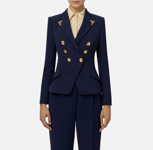 DOUBLE BREASTED BLAZER WITH LAPEL TIPS BY ELISABETTA FRANCHI FALL 24