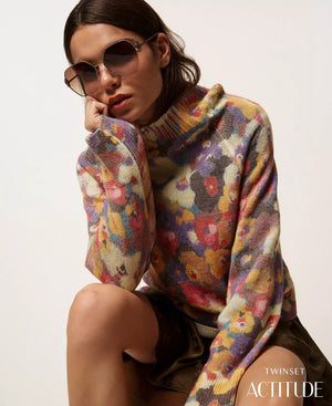 TWIN SET SWEATER WITH FLORAL PRINT FALL 25