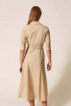 TWIN SET LONG POPLIN DRESS WITH BELT