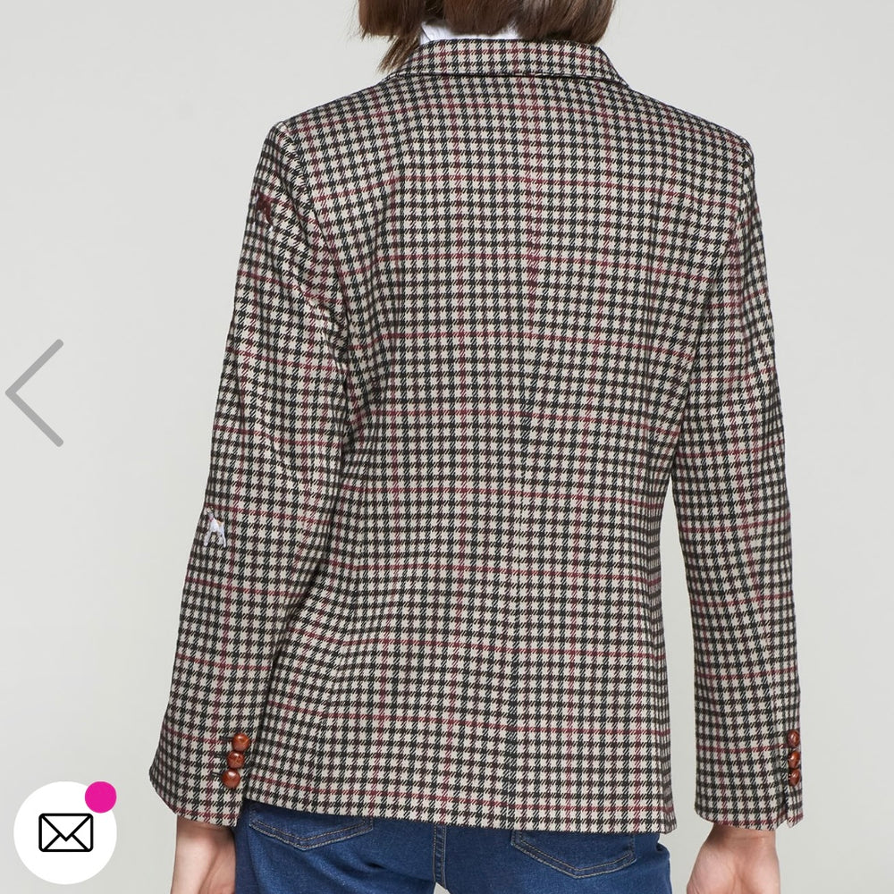DOG EMBROIDERED HOUNDSTOOTH BLAZER BY VILAGALLO FALL 25