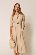 TWIN SET LONG POPLIN DRESS WITH BELT