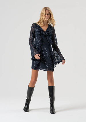 MINI DRESS A-SHAPE MADE IN FIL COUPÈ FABRIC WITH LUREX BY FRACOMINA FALL 25